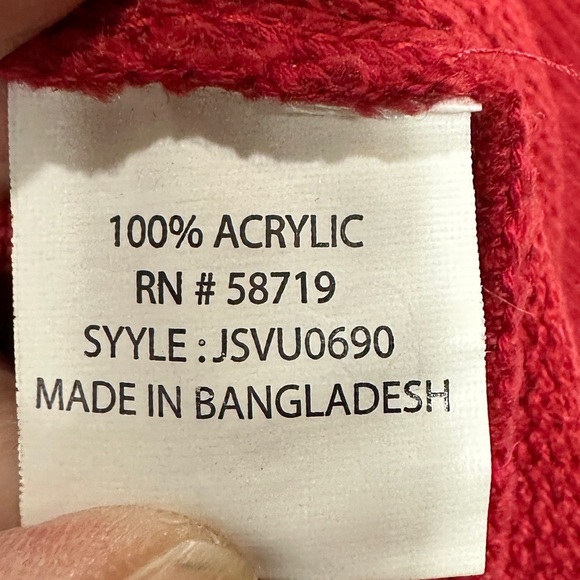 Valerie Stevens oversized Sweater batwing sleeves fringe accent red, sz S, GUC - Picture 3 of 6